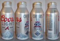 Coors Light Atlanta Braves Aluminum Bottle