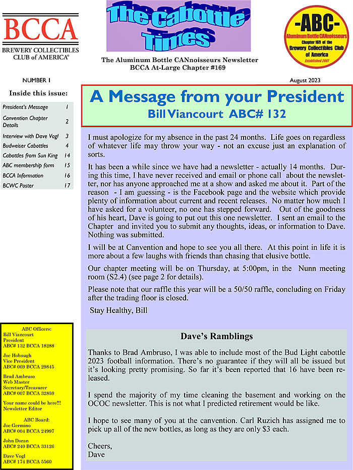 ABC Newsletter Vol 17 No 1