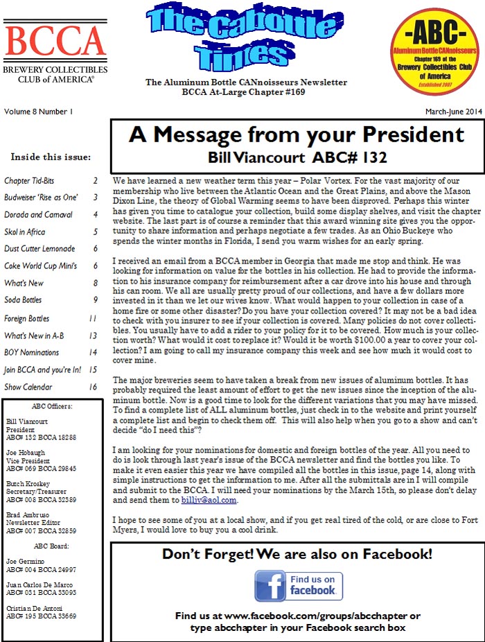 CaBottle Times Newsletter